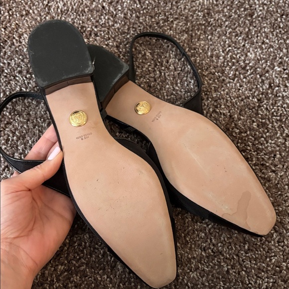 Veronica Beard Black Slingback Cap Toe Leather Mesh Heels Size 9.5 - Picture 5 of 7